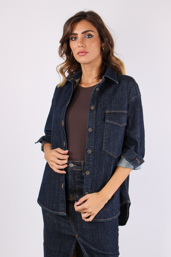 Camicia Over Denim Denim Scuro-2