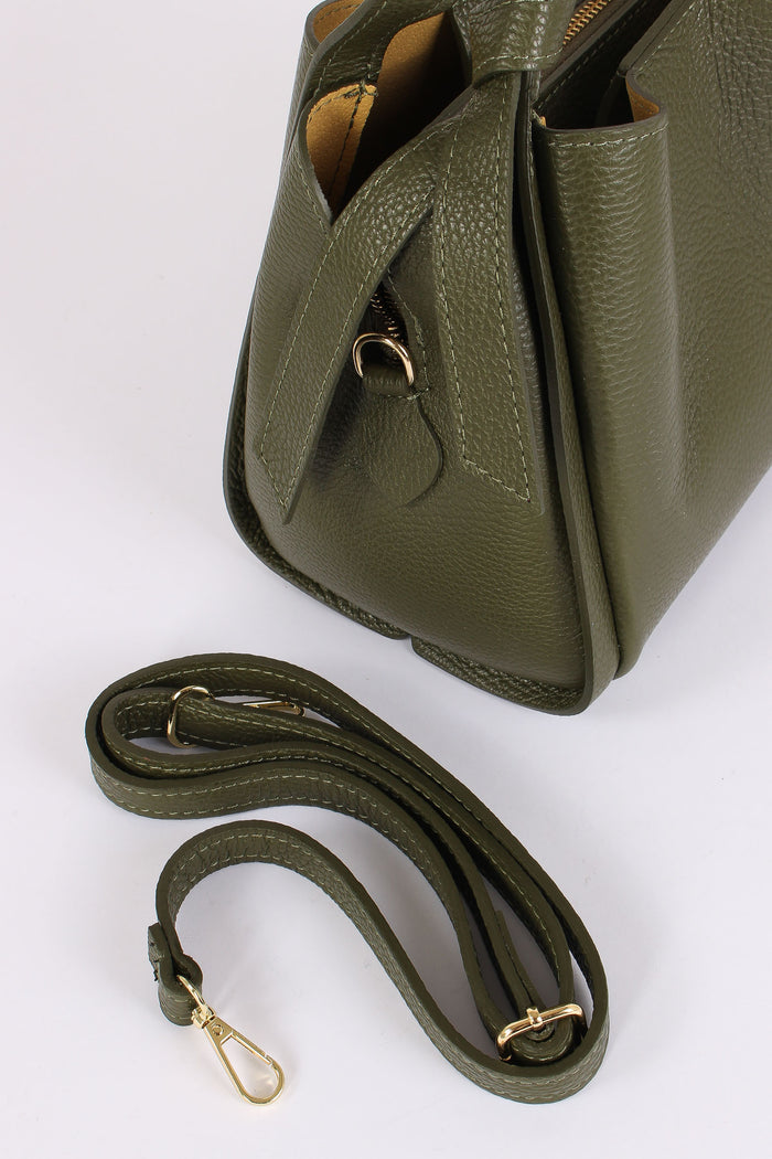 Mini Shopping Fiocco Vera Pell Militare-5