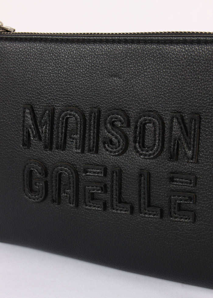Pochette Tracolla Maxi Logo Rilievo Nero-4