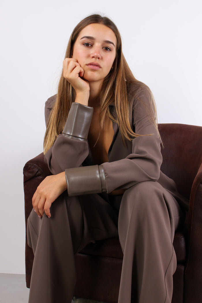 Camicia Fluida Polsini Ecopell Nocciola-9