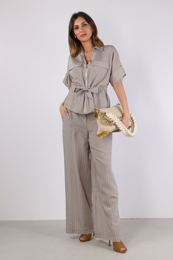Pantalone Palazzo Riga Beige