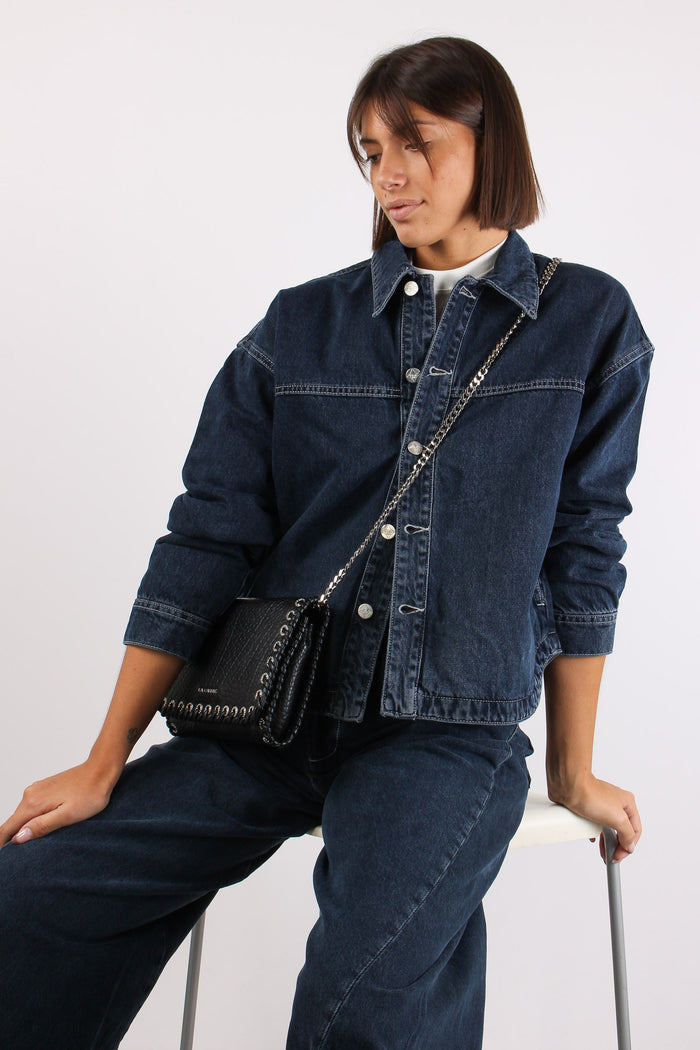 Camicia Cropped Denim Scuro