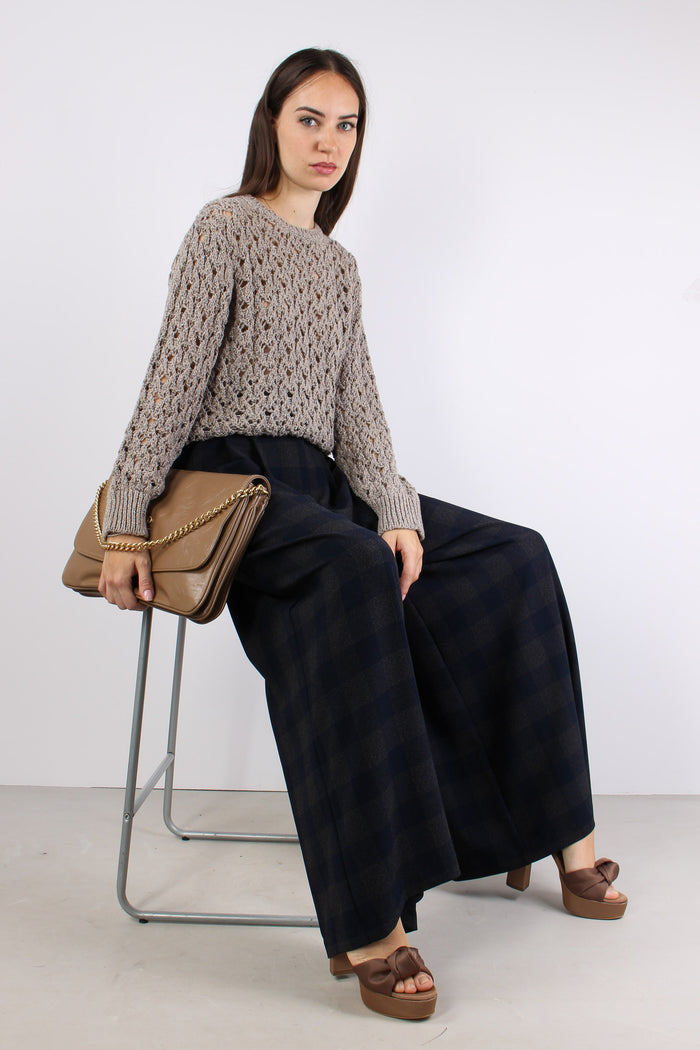 Pantalone Palazzo Quadri Blu/moro-5