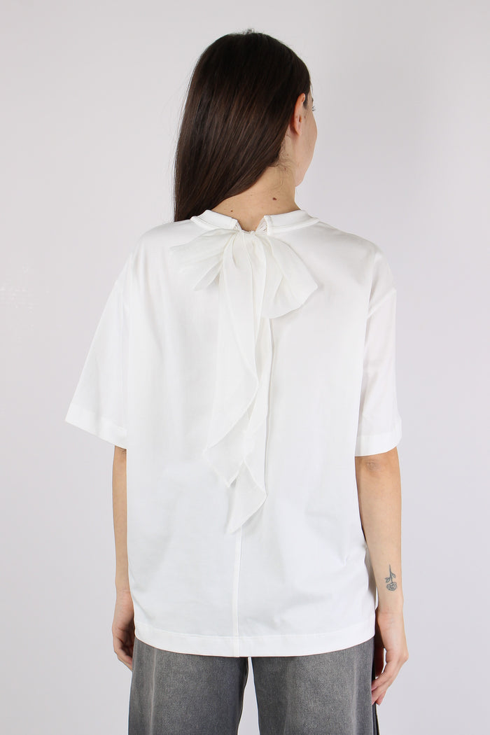 T-shirt Over Fiocco Dietro Bianco-5