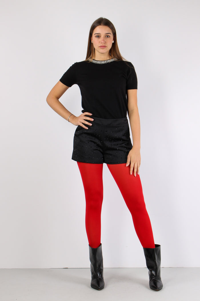 Short Raso Strass Black