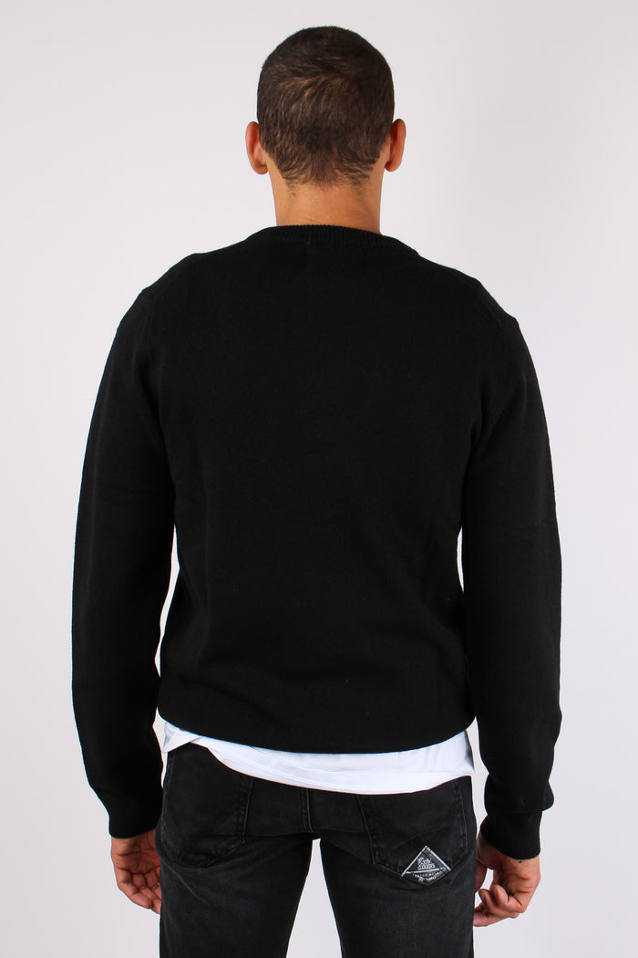 Maglia Logo Ricamo Laterale Nero-3