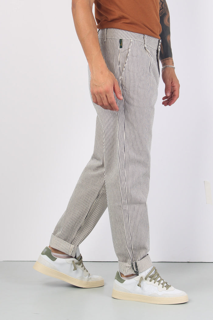 Pantalone Chino Pence Righe Bianco/blu-7