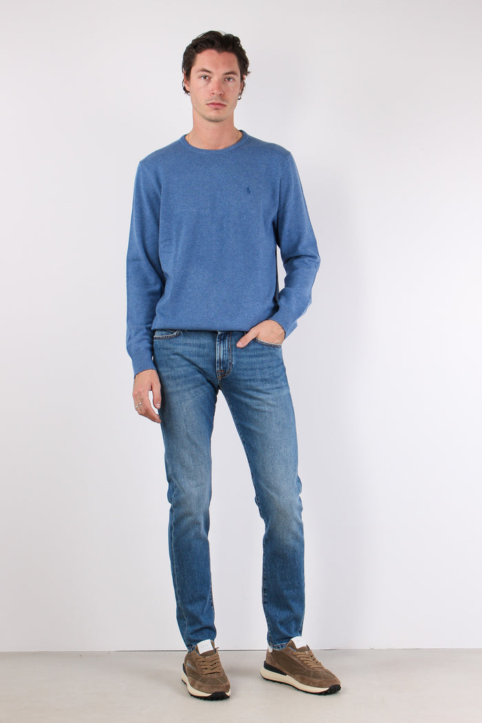 Maglia Girocollo Lambswool Hunter Navy-4