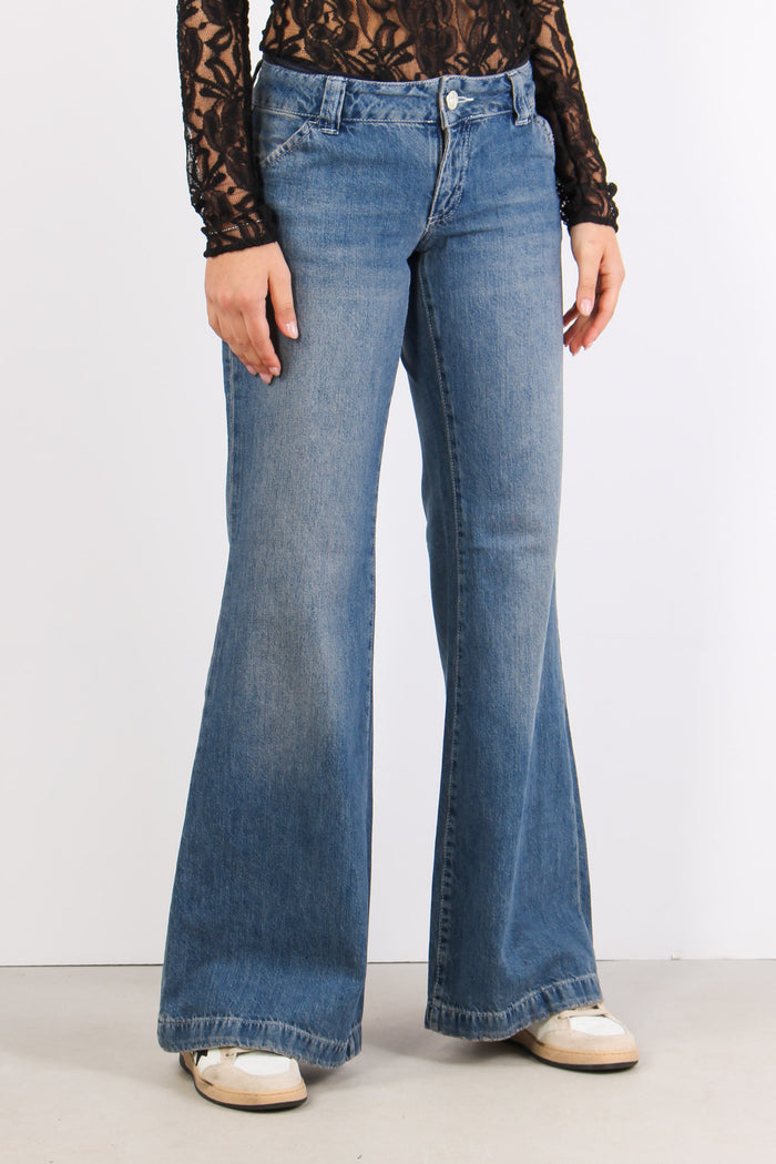 Denim Maxi Flare Denim Scuro-5