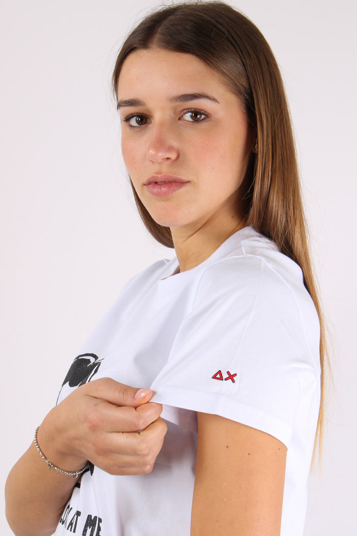 T-shirt Stampa Grande Bianco-8