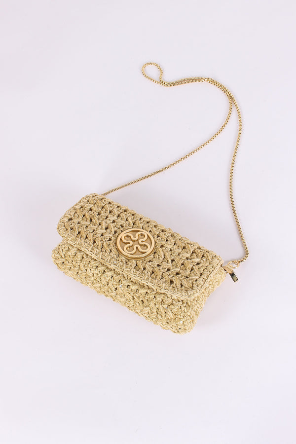 Greta Pochette Crochet Laminat Oro-2