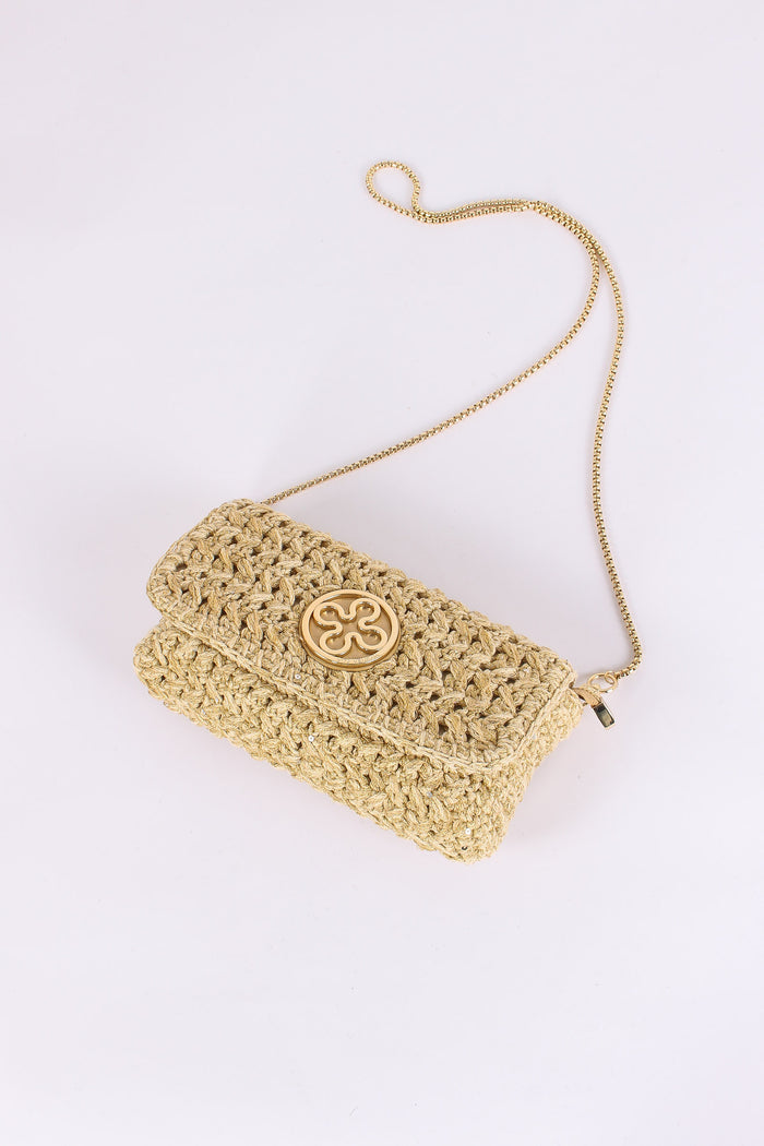 Greta Pochette Crochet Laminat Oro-2