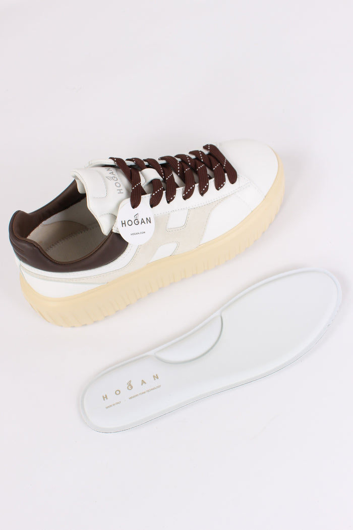 Sneaker Platform Suola Riga Bianco/marrone-4
