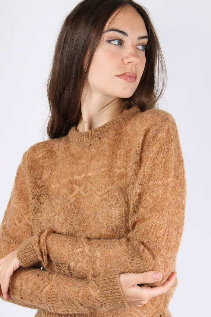 Maglia Traforata Mohair Tortora-8