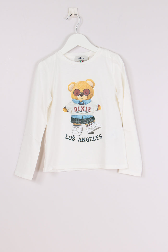 T-shirt M/l Stampa Orsetto Off White