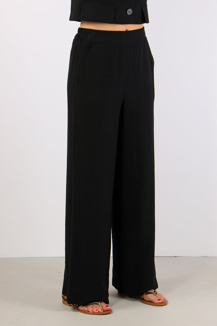 Pantalone Palazzo Misto Viscos Nero-6