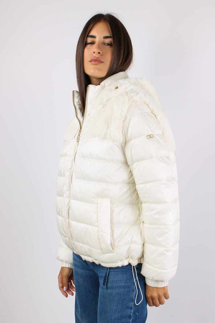 Giubbotto Bimateriale Inserto Bianco Latte-4