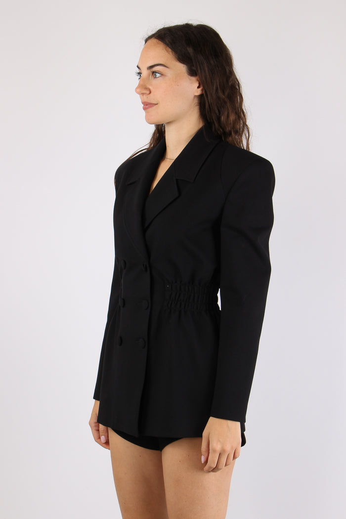 Giacca Over Riprese Fianchi Black-3