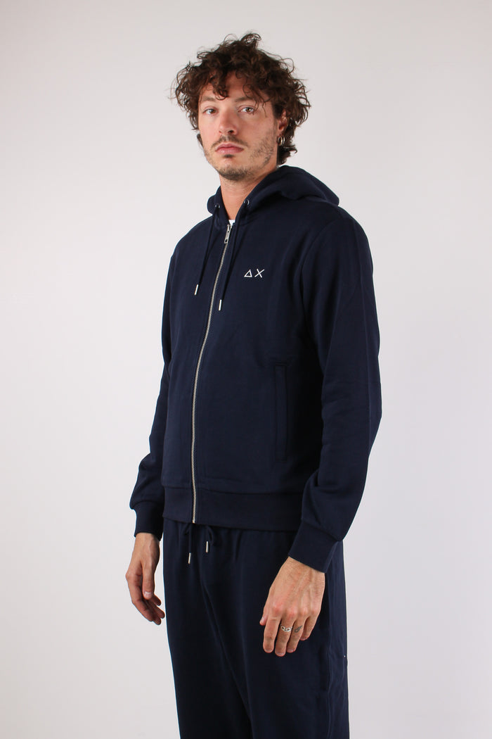 Felpa Full Zip Cappuccio Navy Blue-4