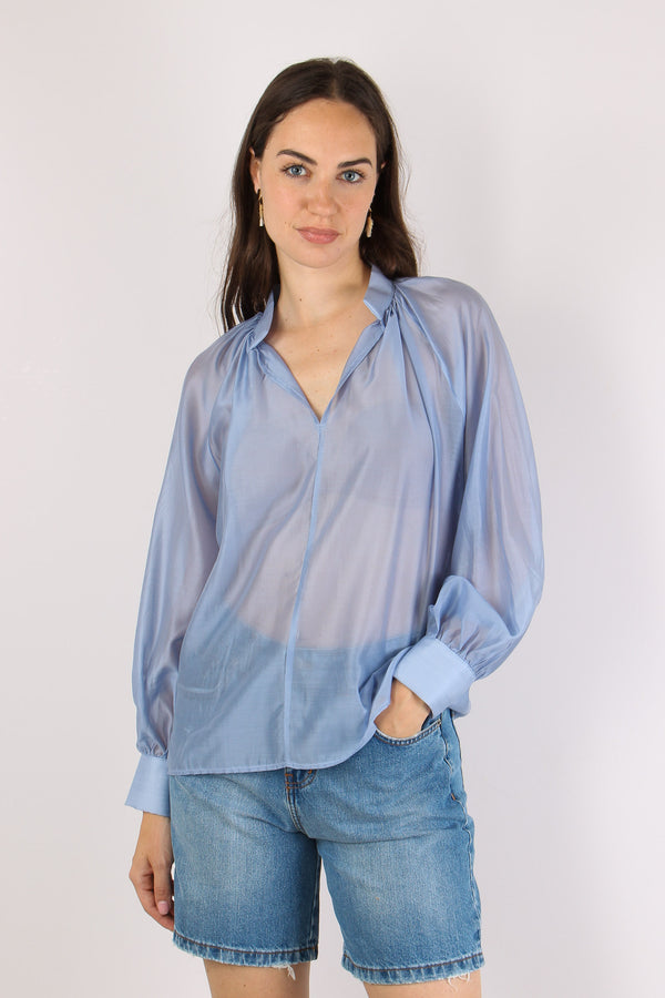 Camicia Coreana Mussola Azzurro-2
