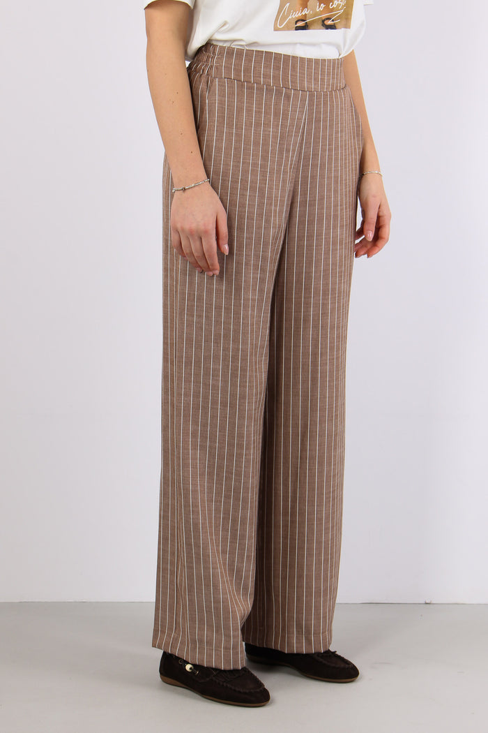 Pantalone Gessato Elastico Vit Caffe-5