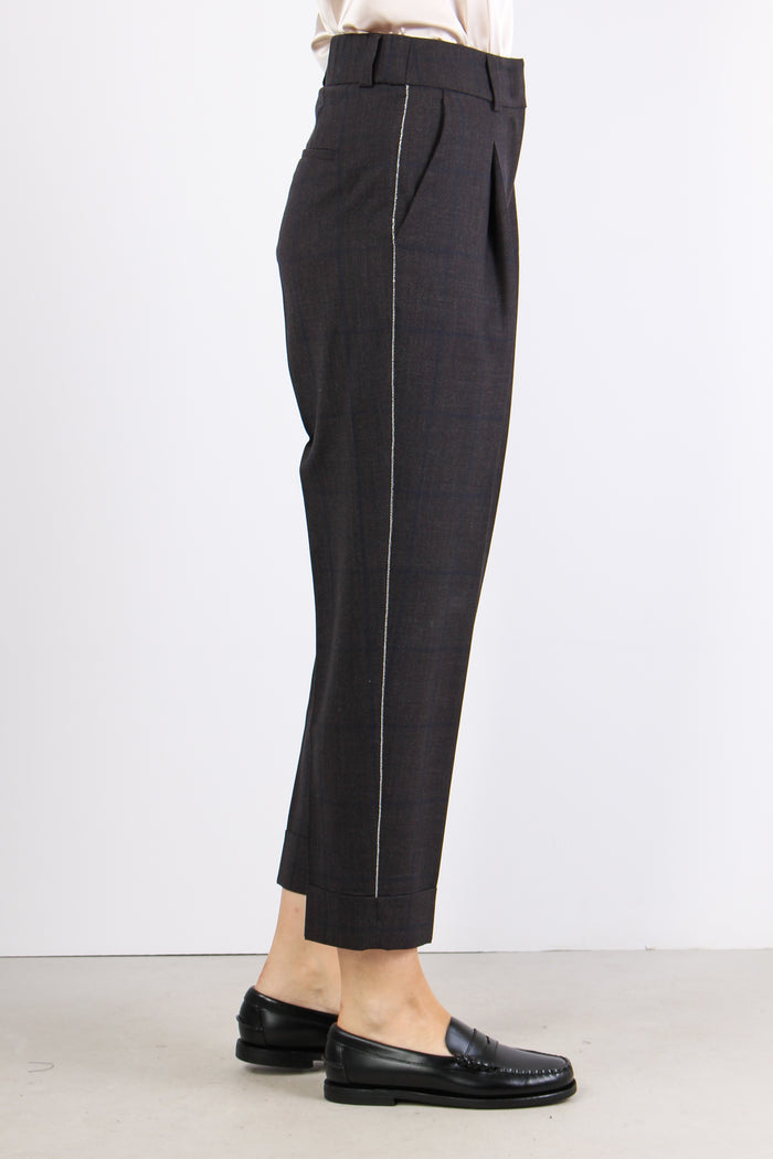 Pantalone Quadri Monile Blu/marrone-3