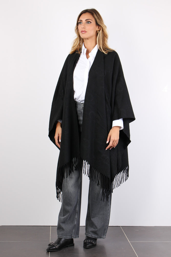 Poncho Check Aniamlier Nero-7