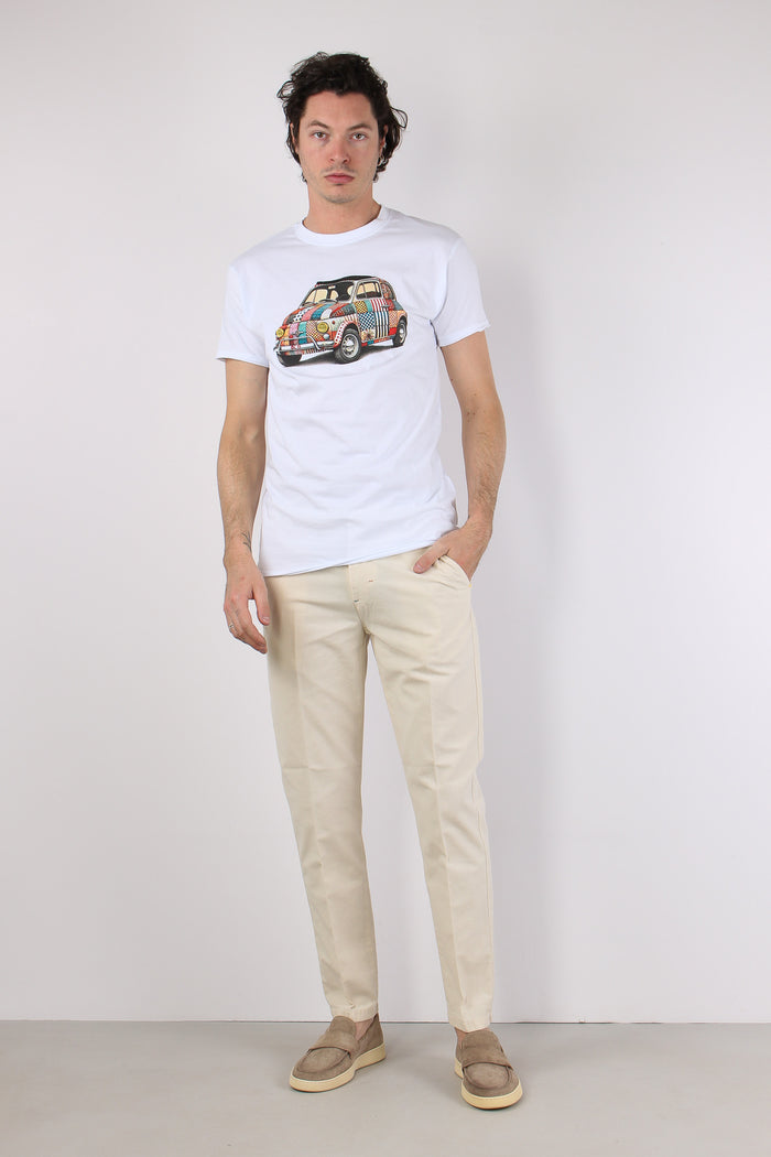 T-shirt Patch Fiat 500 Bianco-2