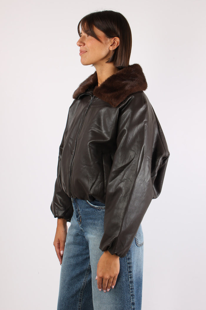 Bomber Ecopelle Pelo Moro-4