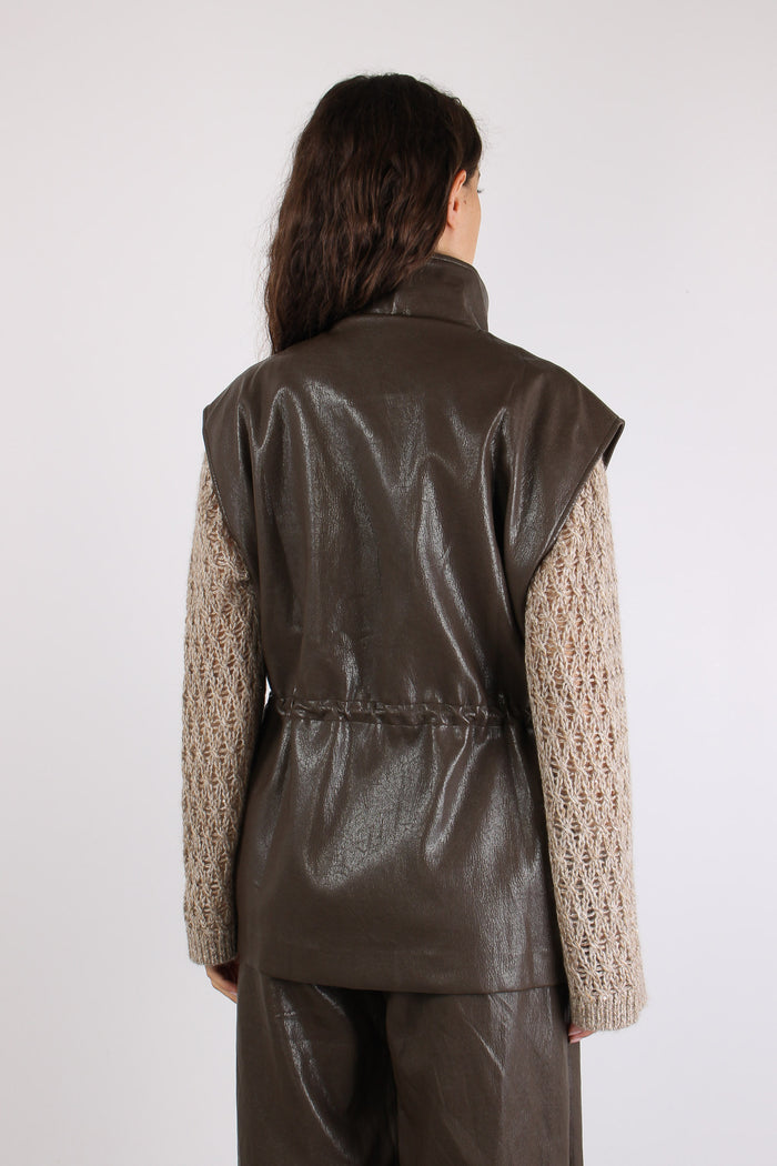 Smanicato Ecopelle Maxi Tasche Fango-4