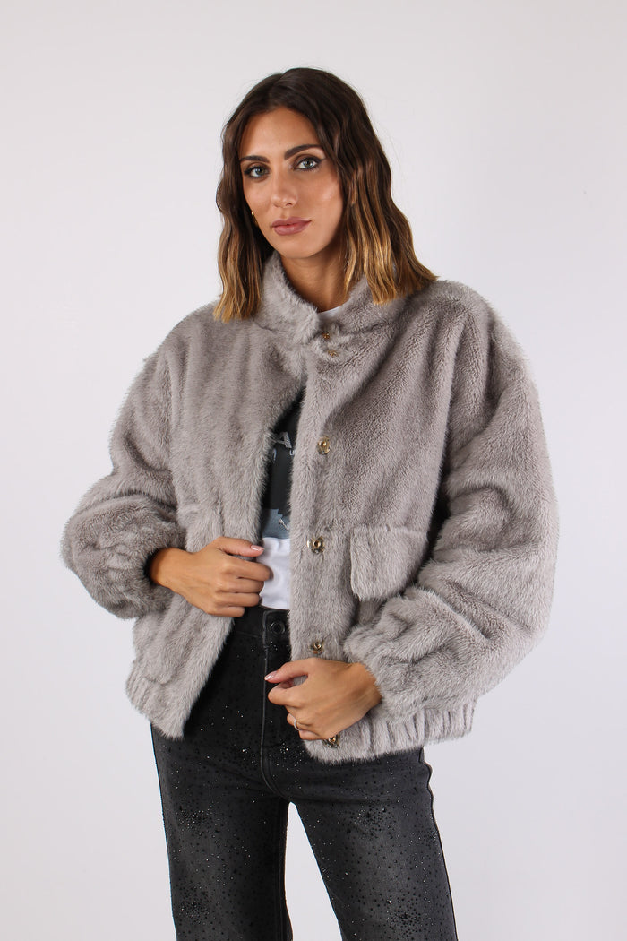 Bomber Pelliccia Silver Grey-6