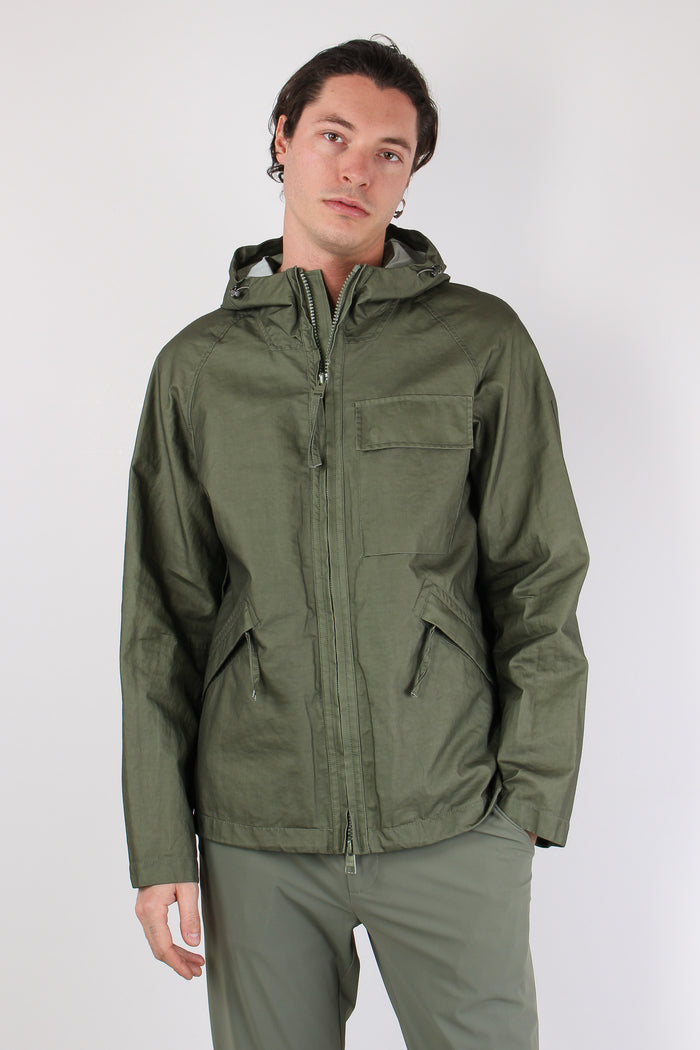 Giubbotto Cappuccio Spalmato Salvia