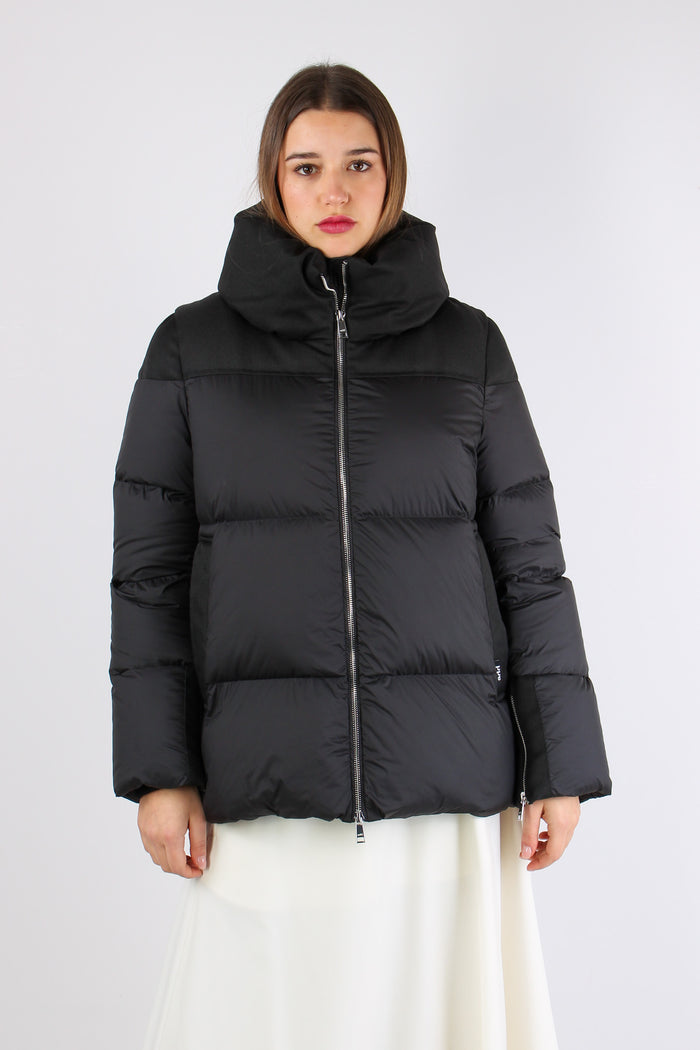 Piumino Zip Bimateriale Black-3