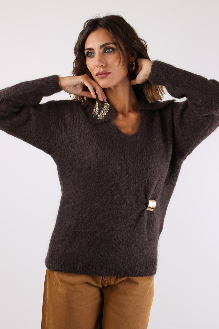 Maglia Polo Ripresa Fianco Cioccolato-3