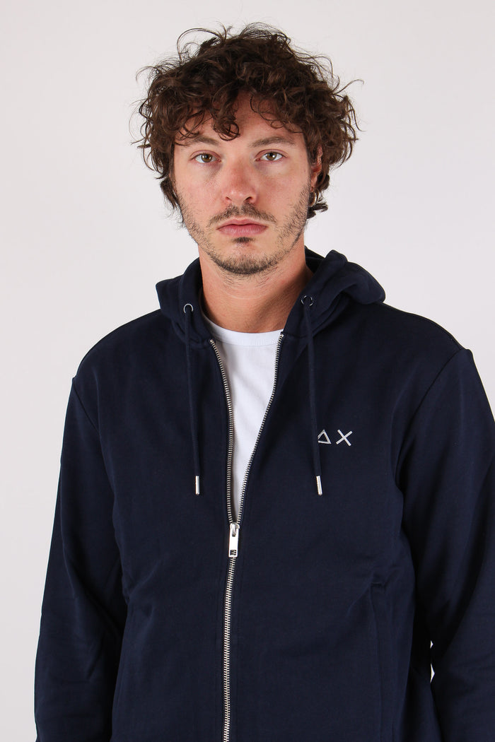 Felpa Full Zip Cappuccio Navy Blue-7