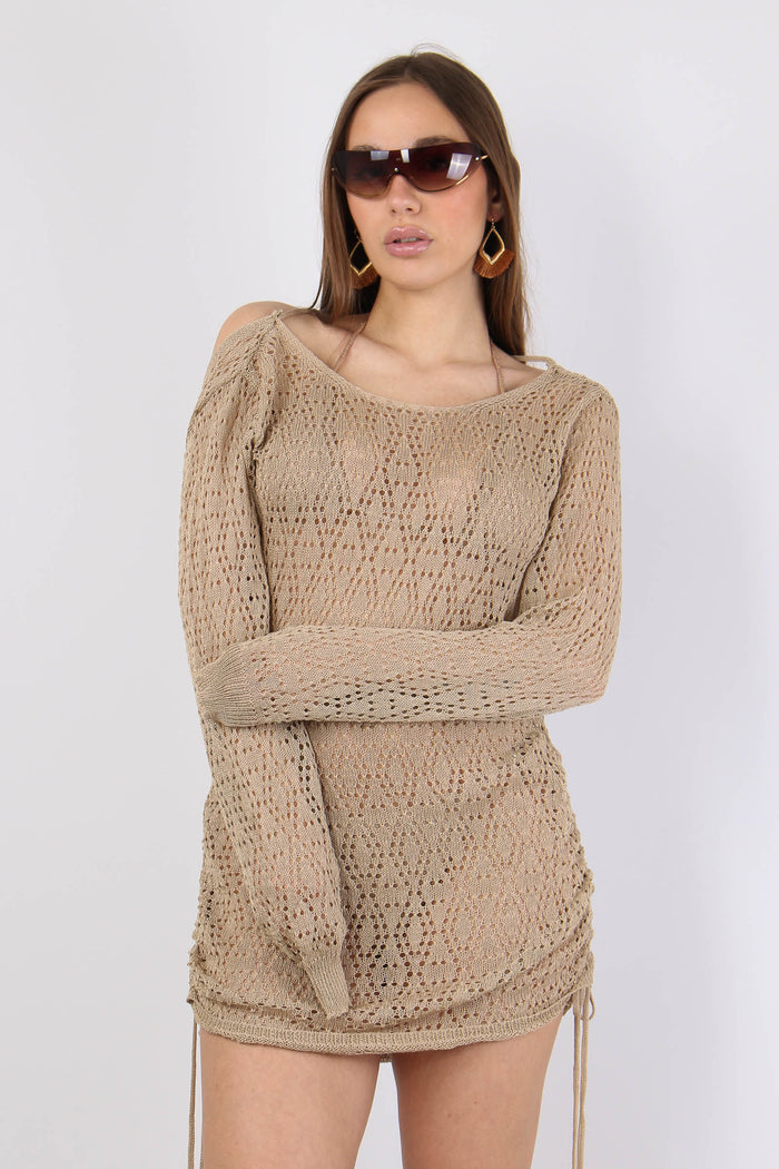 Abito Macrame Arriccio Beige-3
