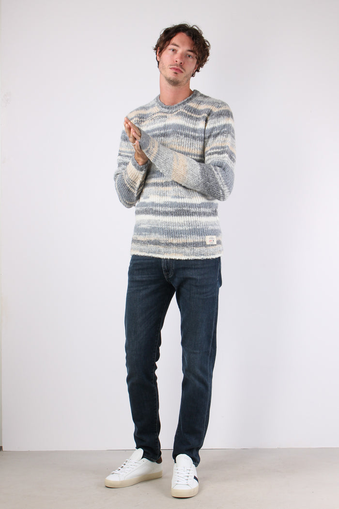 Maglia Girocollo Riga Indefini Grigio/panna