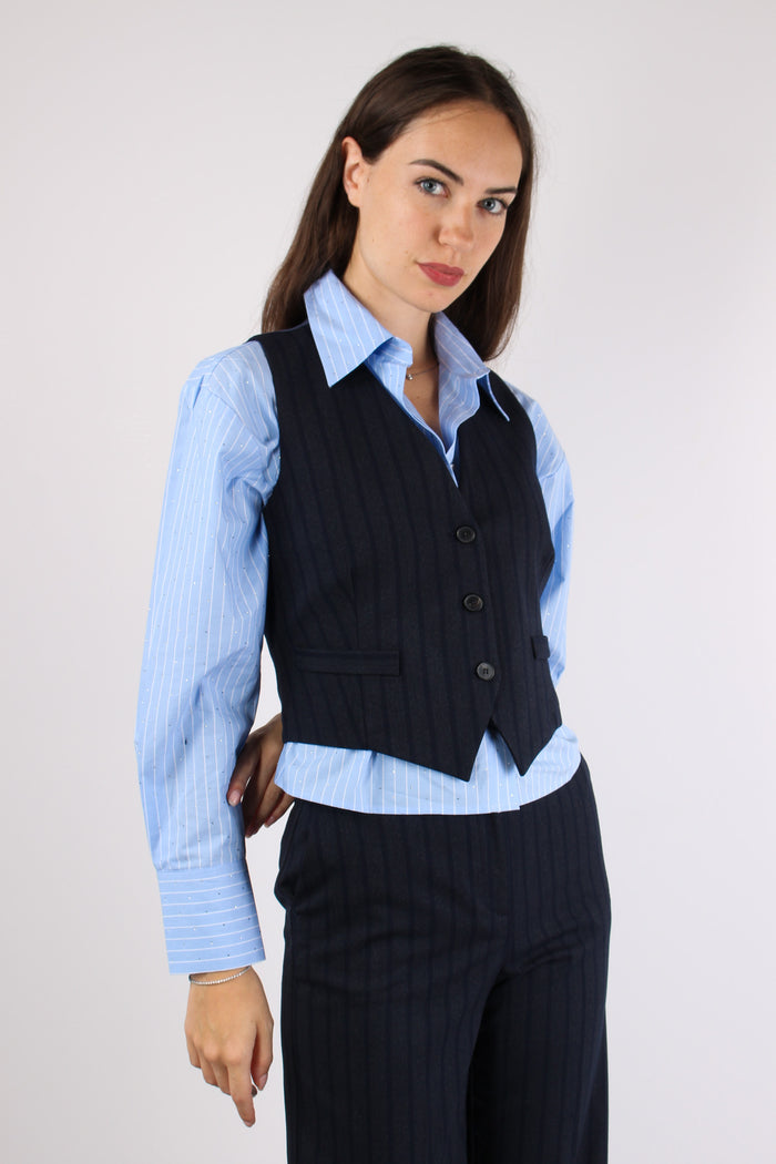 Gilet Gessato Blu/fango-8