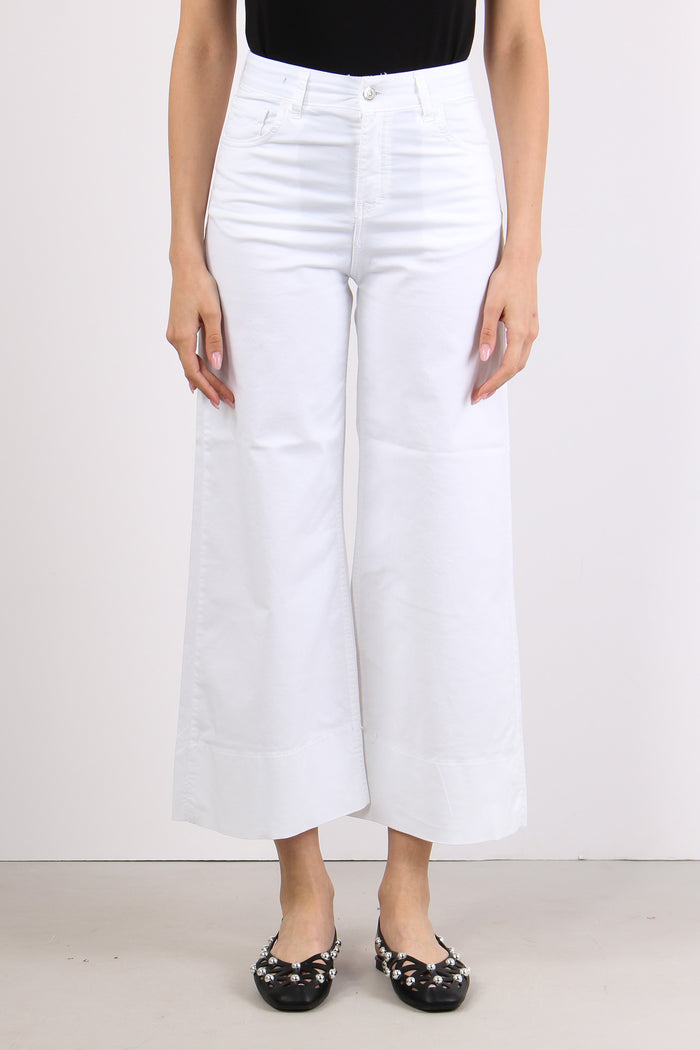 Pantalone Cropped Orlo Alto Bianco-2