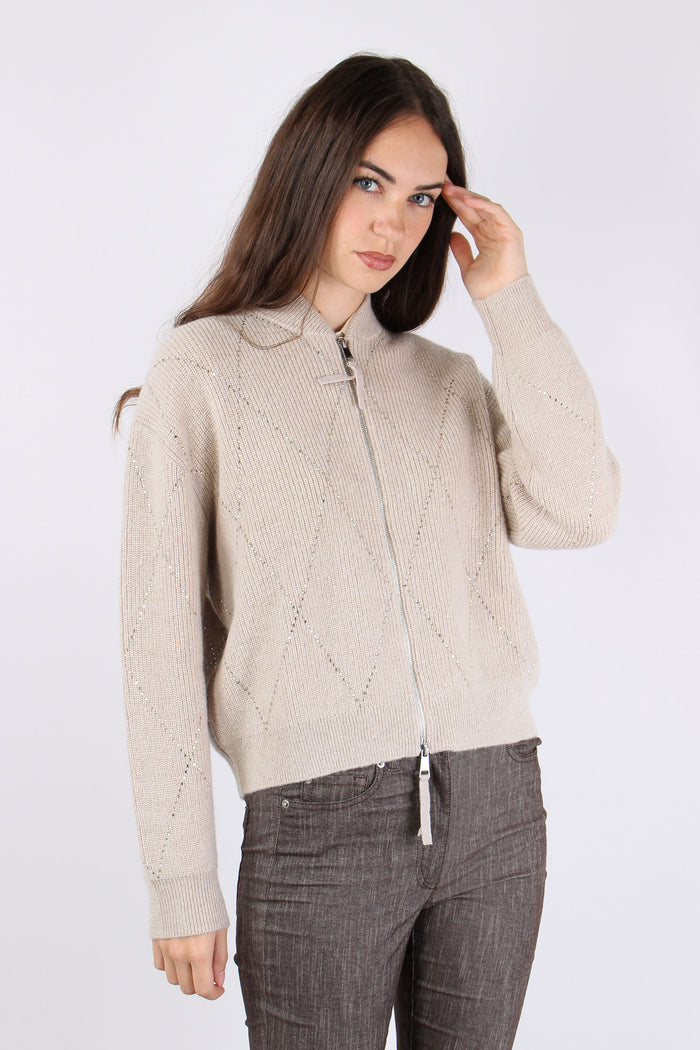 Giacca Ricamo Strass Beige-3