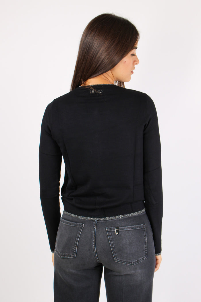 Cardigan Viscosa Profilo Lurex Nero-6