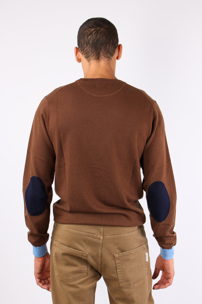 Maglia Misto Lana Toppa Contra Marrone-4