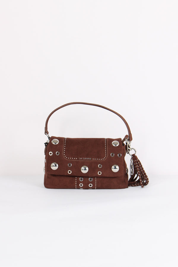 Tracolla Camoscio Maxi Borchie Brown