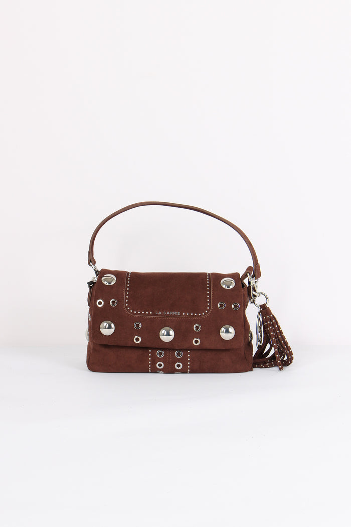 Tracolla Camoscio Maxi Borchie Brown