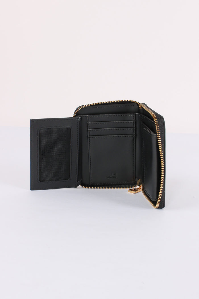 Zip Around Medio Scritta Logo Nero/oro-4