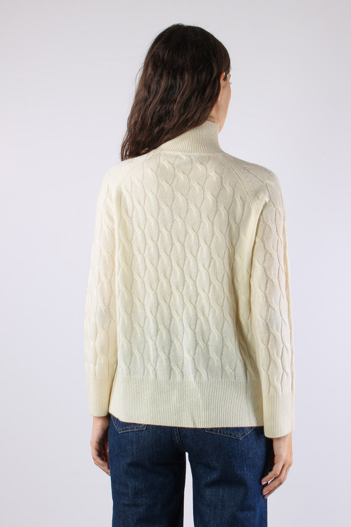 Mlsgattoni Maglia Collo Alto Trecce Crema-4