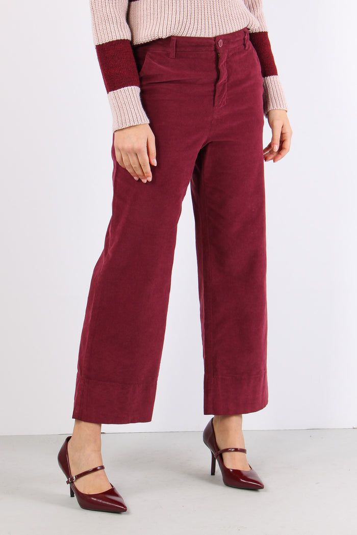 Pantalone Cropped Velluto Mill Bordeuax-6