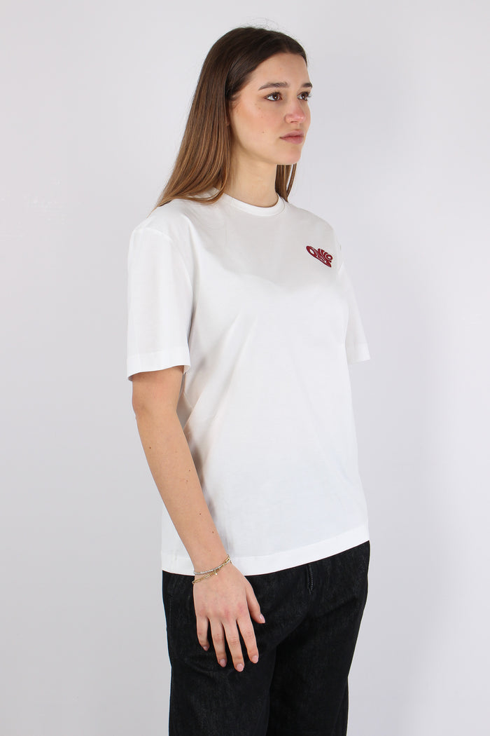 Strepitoso T-shirt Logo Strass Bianco/rosso-5