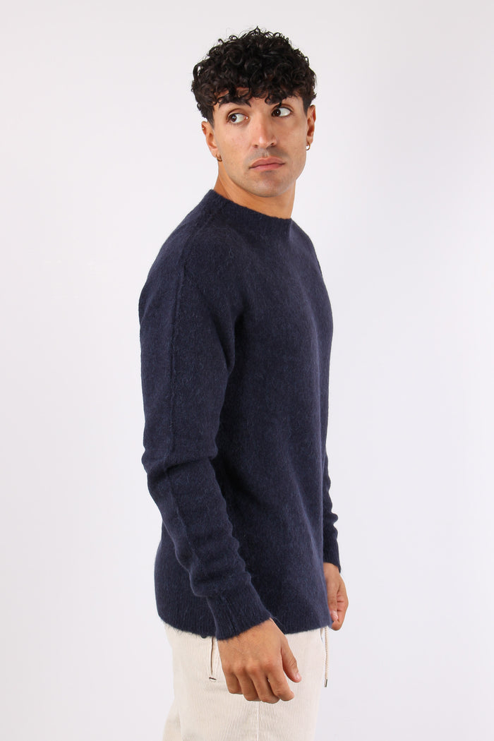 Maglia Girocollo Misto Alpaca Blu-5