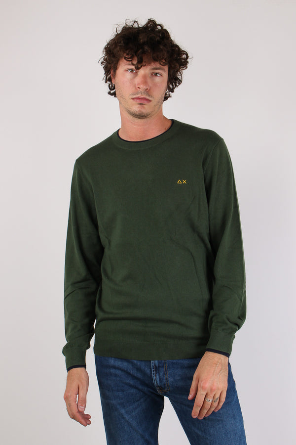 Maglia Girocollo Profilo Contrasto Verde